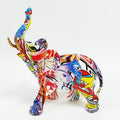 Custom Colorful Art Elephant Statue Sculpture Collectible Figurine Gift Idea Home Desktop Decoration Graffiti Elephant Statue