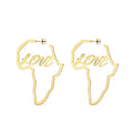 Stainless Steel Big Hoop African Map Mothers Day Gift Love Earrings Studs