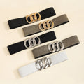 Gold Metal Three Ring Shape Buckle Elastic Stretchable Belt Waistband for Girls and Women