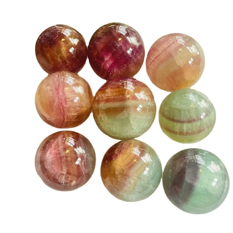 Wholesale Natural Crystal Stone rainbow Fluorite Ball Candy Fluorite Spheres