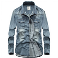 Spring and Autumn New Denim Shirt Men's Casual Long-sleeved Shirt Loose Men's Large Size Men's Denim Top Coat