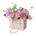 Low MOQ Pop Flower Paperboard Bag with Metal Handle Recycled Materials Matt Lamination Printing Handling