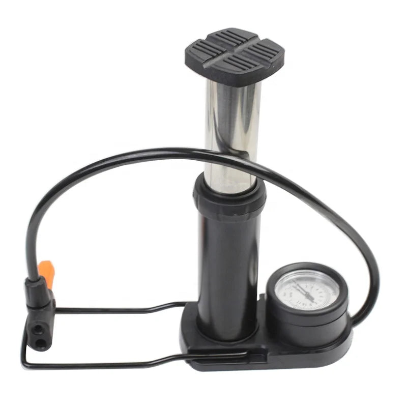 Portable Bicycle High Pressure Hand Air Pump High-Pressure Pedal Type Gauge Pump Bicycle Mountain Bikes Tire Inflator Pump
