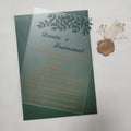 Luxury Designs Party Birthday Custom Green and Gold Glitter Gold Foil Acrylic Marriage Wedding Invitation