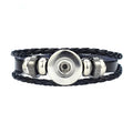 16 Mm Personal Photo Custom DIY Leather Black Woven Bangles Blank Base Round Snap Bracelet Charms Jewelry Making for Men Women