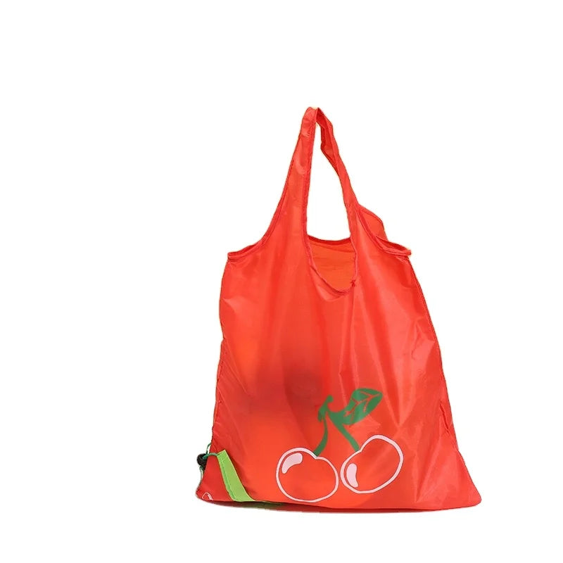 Custom Logo Printed Polyester Fruit Folding Reusable Bags Cherry Shape Foldable Reusable Shopping Bag