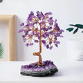 Amethyst Crystal Tree with Amethyst Cluster Base Copper Wire Healing Crystal Money Bonsai Tree for Feng Shui