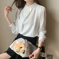 Boutique Fashion 2026 Spring New Long Sleeve Solid Color Wild V Collar Korean Style Temperament Women's Shirts MegaBDM