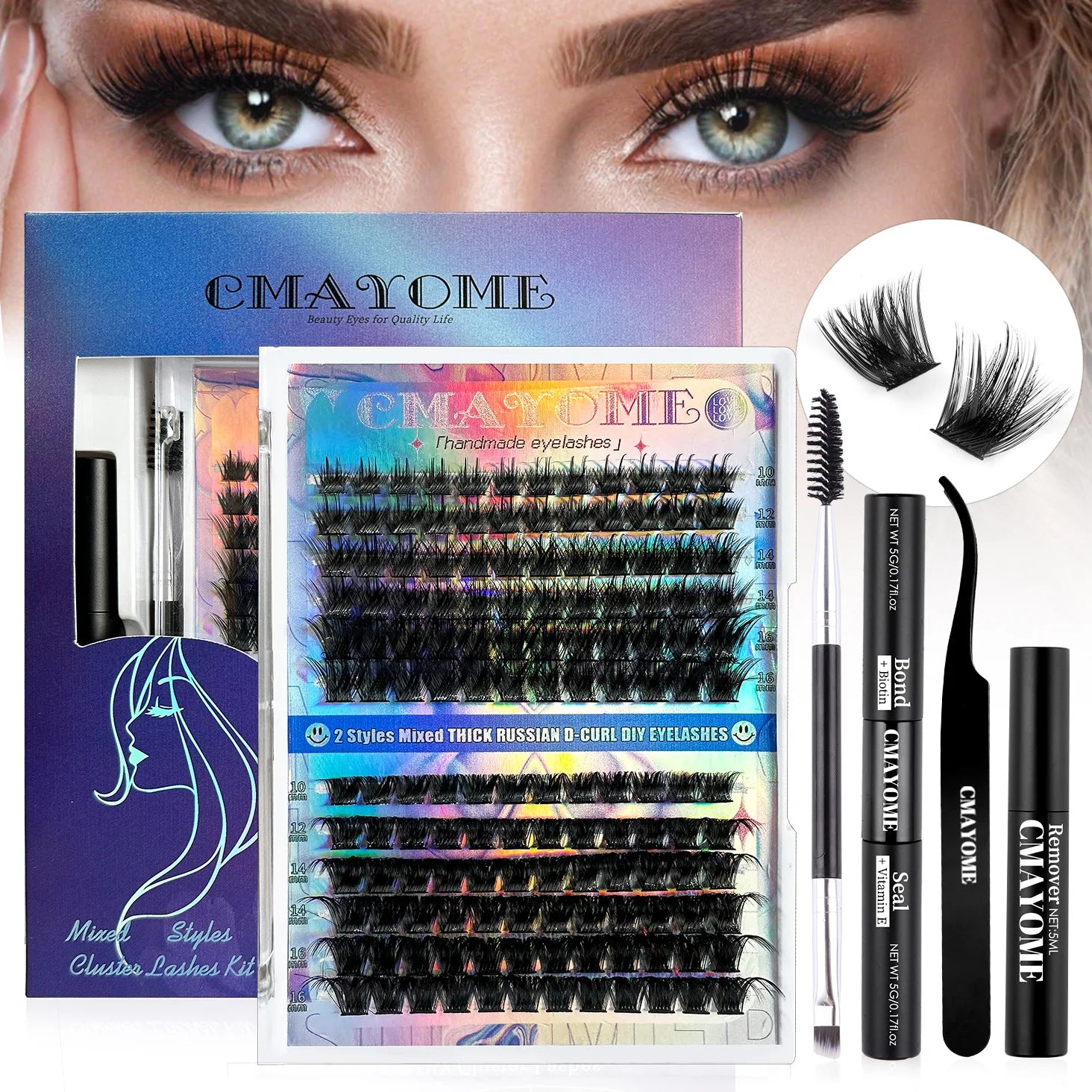 DIY Eyelash Extension d Diy Cluster Lashes Packaging Custom Black Band False Lash Segments Set