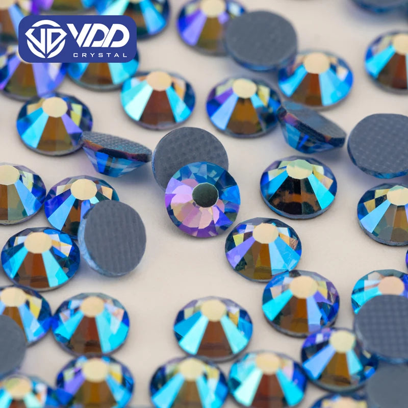 VDD 090 Lt.Sapphire AB SS6-SS30 High Quality Hotfix Glass Rhinestones Crystal Flatback Strass Stones Fabric Shoes Clothes