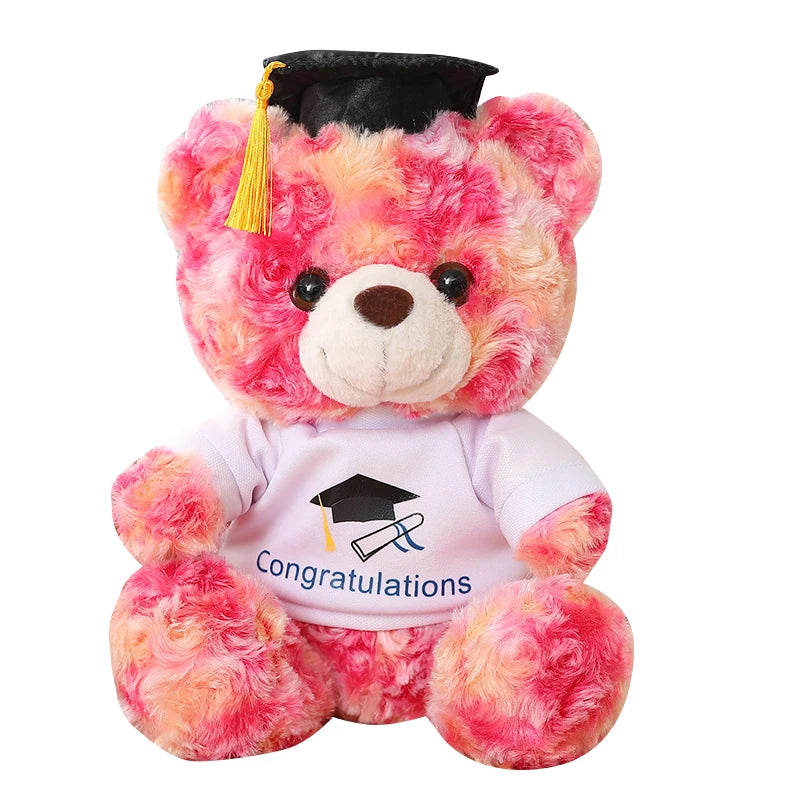 Customized PP Cotton Filled Plush Doctor Graduate Bear Toy Holiday Gift with Bachelor's Uniform Hat for Students