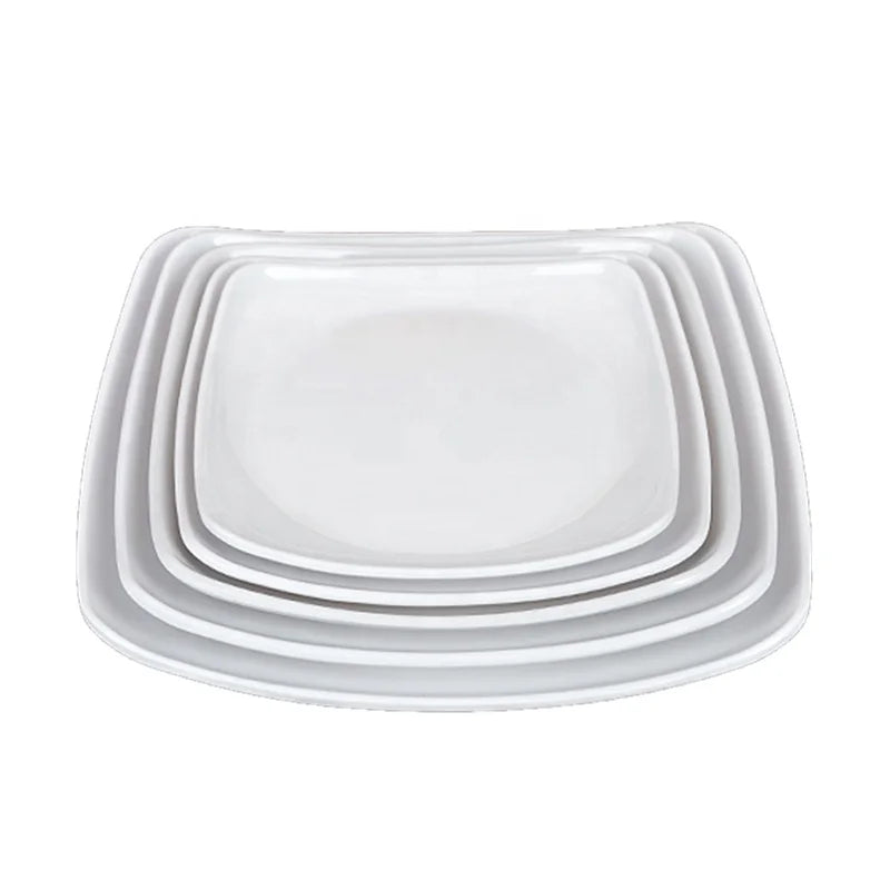 Nordic Restaurant Dinnerware Steak Serving 9.6 Inch White square Melamine Charger Plate