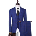 Wholesale Men's Long Plus Size Breathable Casual Business Lattice Double Breasted Two-Piece Suit Set
