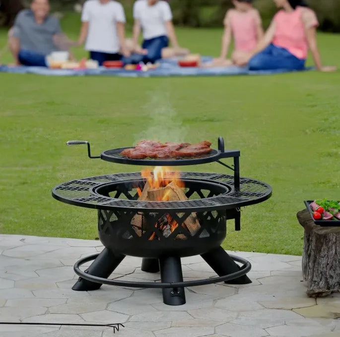 Factory Wholesale 3 in 1 Multifunctional Outdoor Outdoor Wood Firepit Firewood Round Carbon Steel Fire Pit for Family Party