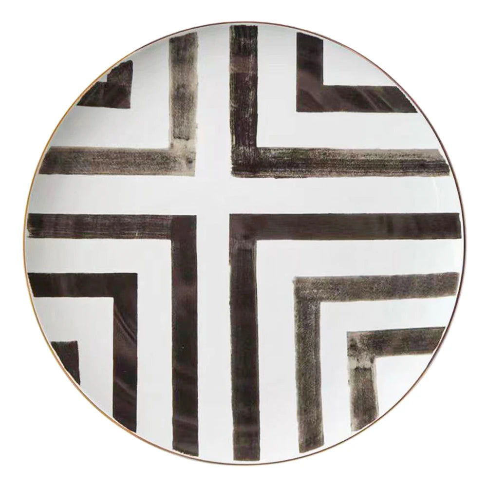 Elegant Eco-Friendly Bone China Stoneware Dinnerware Sets White and Black Charger Dishes for Weddings