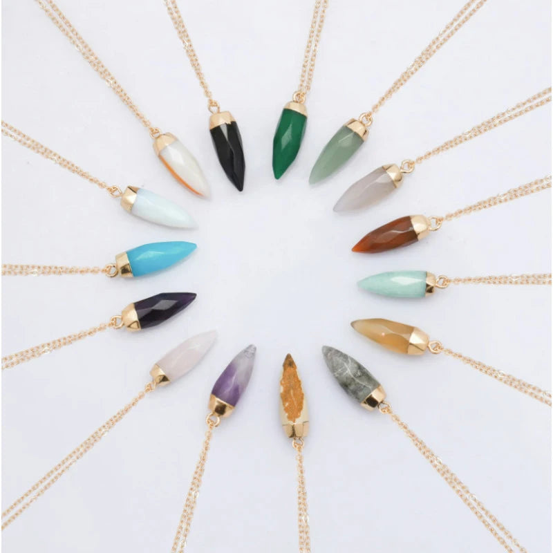 Wholesale Healing Gemstone Natural Stones Jewelry Green Turquoise  Angular Cone Pendants