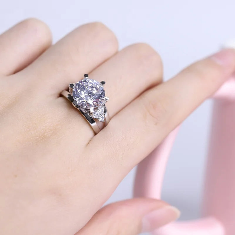 Abiding Super Deal Diamond Ring Solitaire White Cubic Zirconia Finger 925 Sterling Silver Jewelry Ring Wholesale