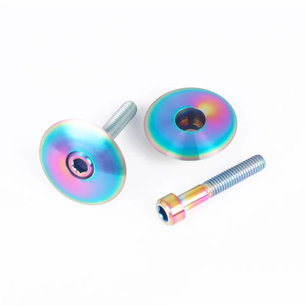BSTTI Bike Parts Bicycle Headset Top Cap Titanium Bolt M6*30mm Cover Alloy Bicycle Headset Cap Bicycle Accessories