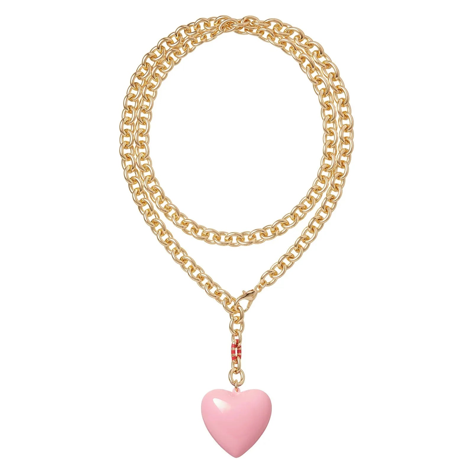 2025 Fashion Chunky Heart Pendant Necklace 18K Gold Plated Stainless Steel Chain Heart Charms Necklace Jewelry for Women Girls