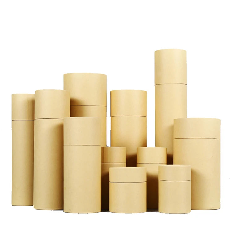 Custom Luxury Eco-Friendly Brown Round Craft Kraft Paper Tube Packaging with UV Printing for Cosmetics Gifts Tea Candles