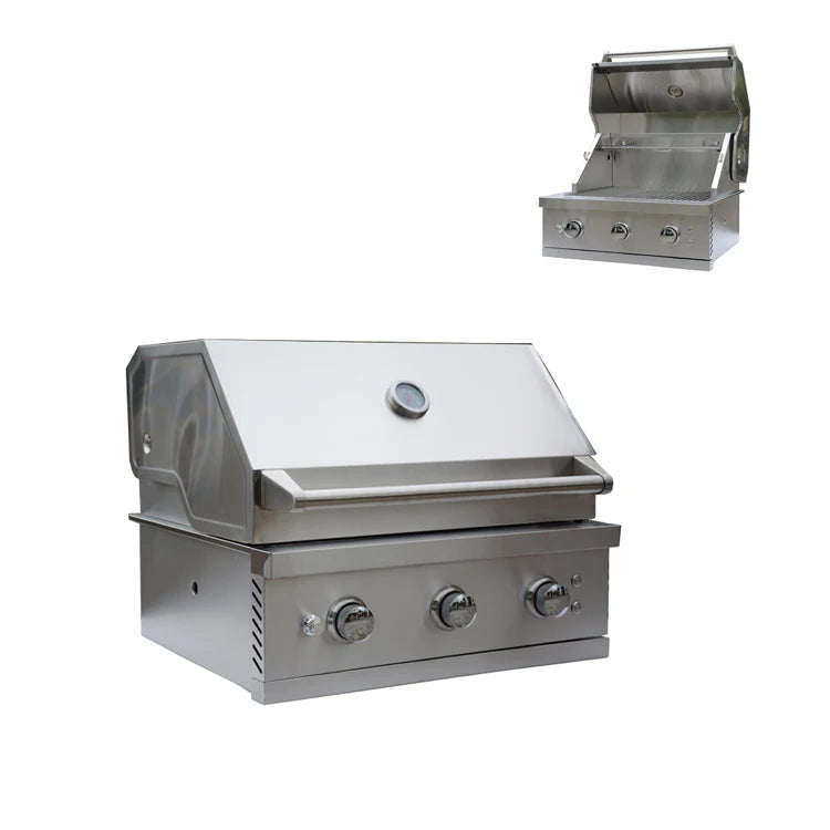 Luxurious Stainless Steel LPG NG Built-in BBQ Gas Grill with 3x13600 BTUs and Flame Safety Device Worldful WBQ03 for Garden