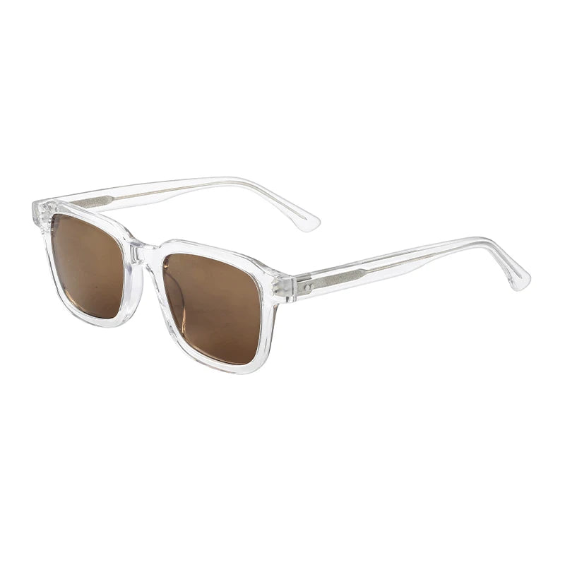 Retro Fashion Polarized Transparent Clear Acetate Sunglasses Unisex Brand Designer UV400