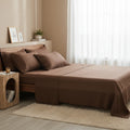 Hotel Home Hot Selling Coffee 100% Linen Soft 4 Pieces Bedding Linen Set Pillow case Sheet Fitted Linen Sheet Sets