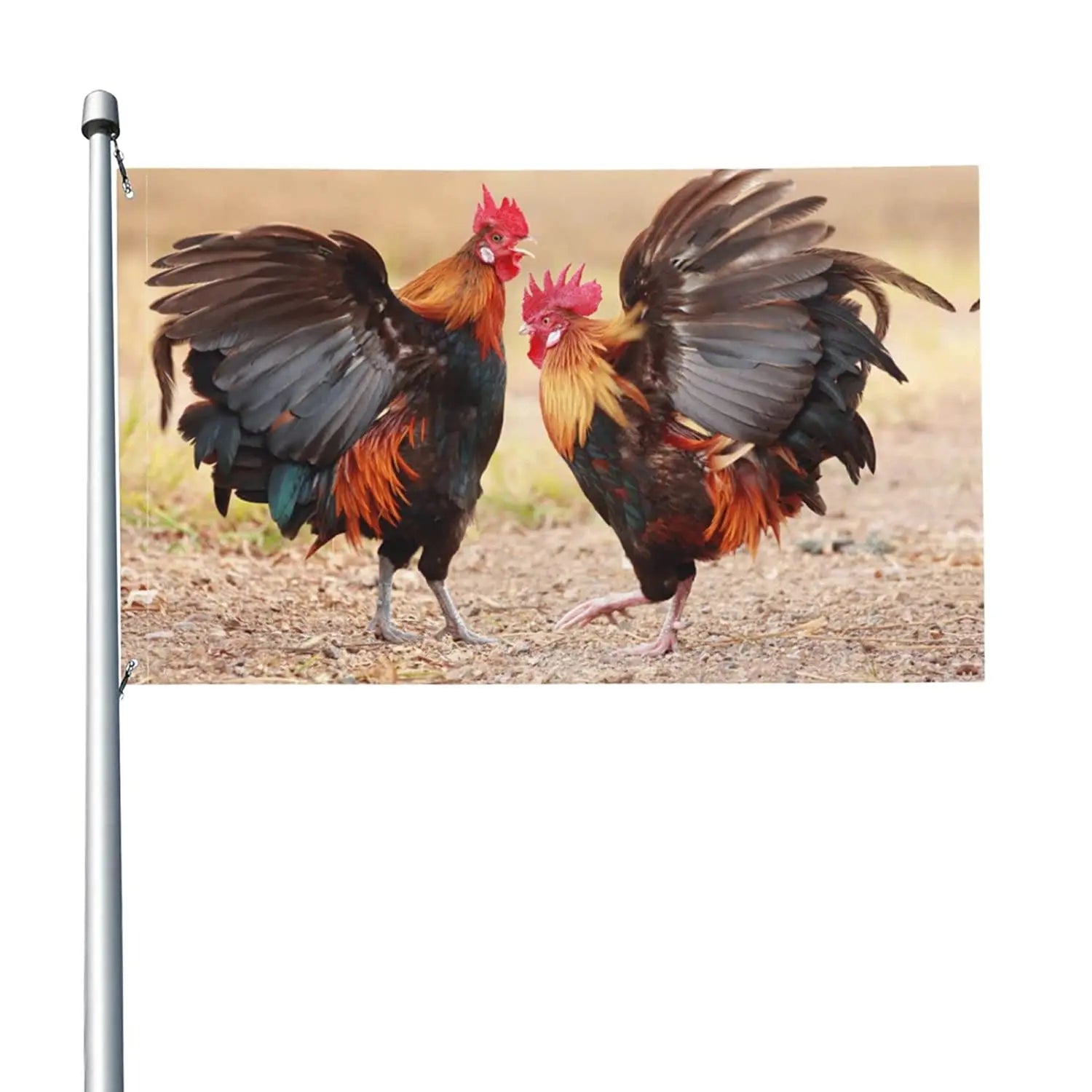 Funny Design Durable Polyester 3x5ft Roosters Flags for Seasonal Home Indoor Outdoor Decoration