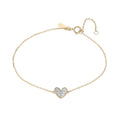 Elegant 925 Sterling Silver Tiny Pave Folded Heart Bracelet for Women