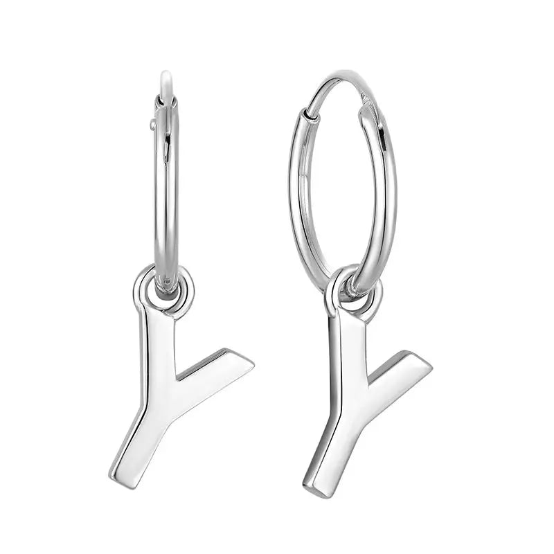 925 Sterling Silver Cz Simulated Diamond Stud Earrings Fashion Alphabet Letter Y Initial 26 Letter Custom Design Earrings