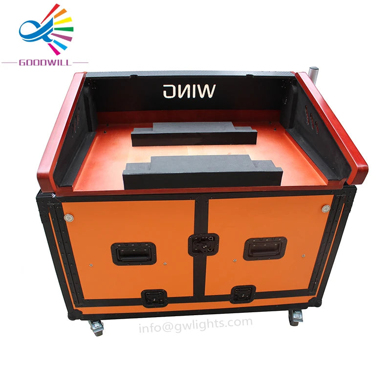 Customized Orange Hydraulic Flight Case with Laptop Holder Wing Flip Mixer Case-OEM Support