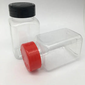 Plastic Pepper Container With Flip Cap/100ml Square Spice Jars