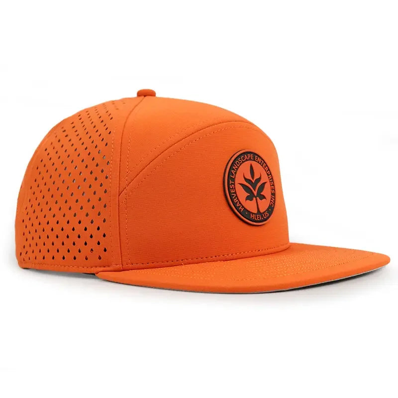 High Quality 7-Panel Dad Hat Custom Embroidery Logo Wholesale Custom Black Baseball Cap Nylon Golf Gorras Laser Cut Hole Outdoor