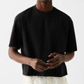 Manufacturer's 250GSM Men's Oversized Heavyweight Crop T-Shirt 100% Cotton Boxy Fit with Drop Shoulder Blank Box Tee Design
