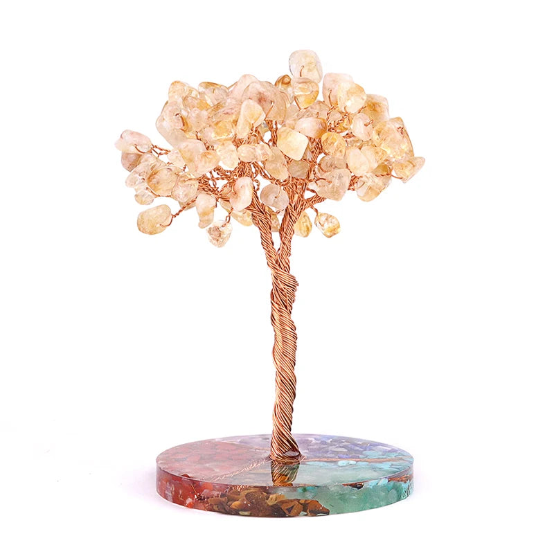 Wholesale Natural Citrine Crystal Tree Ornament Carved Positive Energy & Wealth Decor for Home or Office Desk Crafts