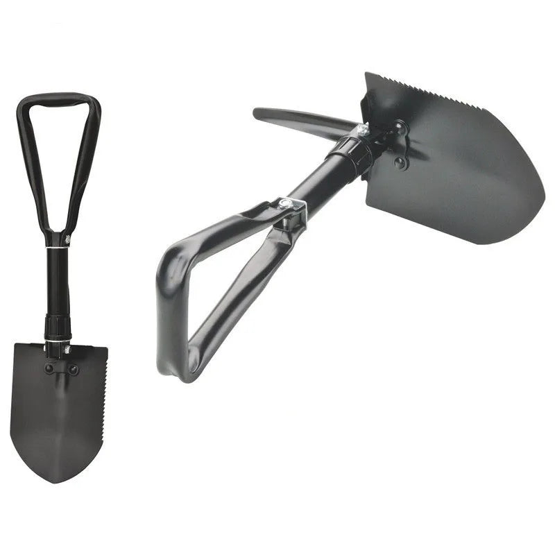 SP23-3436 Multi-purpose Steel Tactical Survival Folding Camping Shovel-Black/Green Durable Outdoor Shooting Accessory