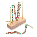 Non Tarnish PVD 18k Gold Big O Choker Stainless Steel Multi Color Enamel Chain Necklace