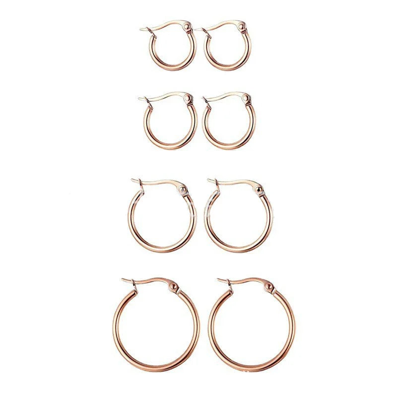 4pairs Simple Hoop Earrings Set With Steel Black Earring for Men and Women