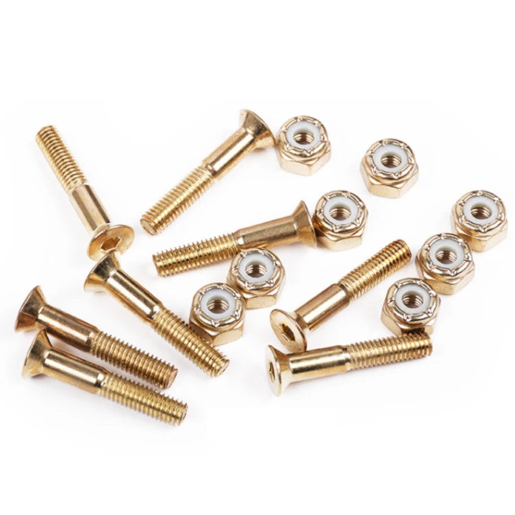 Factory Custom M5 29mm Golden Carbon Steel Skateboard Hardware Flat Head Hex Socket Skateboard Bolts and Nuts