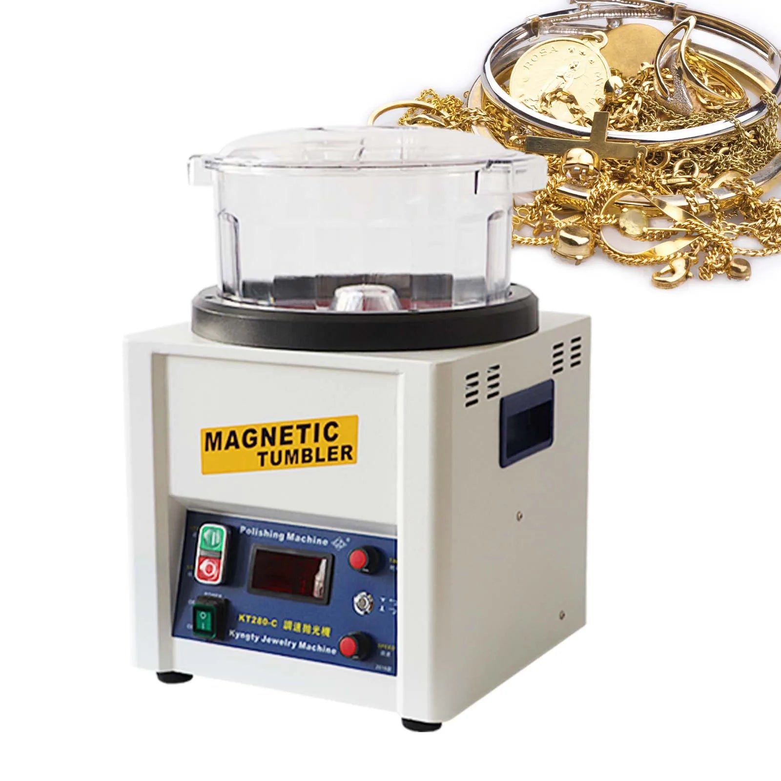 KT 280 Jewelry Polisher 1.1kg Large Capacity Jewelry Polishing Making Machine Magnetic Tumbler for Polishing Intricate Details