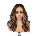 Joywigs 18in Long Mixed Color Human Hair Wigs 2x6 HD Lace Wear and Go Wig with Loose Wave 250% Full Hair