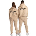 Unisex Customizable Tracksuit and Sweatshirts Long Sleeve Hood with Drawstrings Embroidered Logo Pant and Hoodie