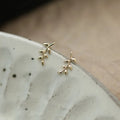 Simple Fashion Pure 925 Sterling Silver Gold Plated Small Leaf Shape Stud Earrings for Women Girls