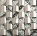 3D Silver Color Metal Tile European Style Polished Stainless Steel Mosaic Kitchen Bathroom Wall Glass Tiles