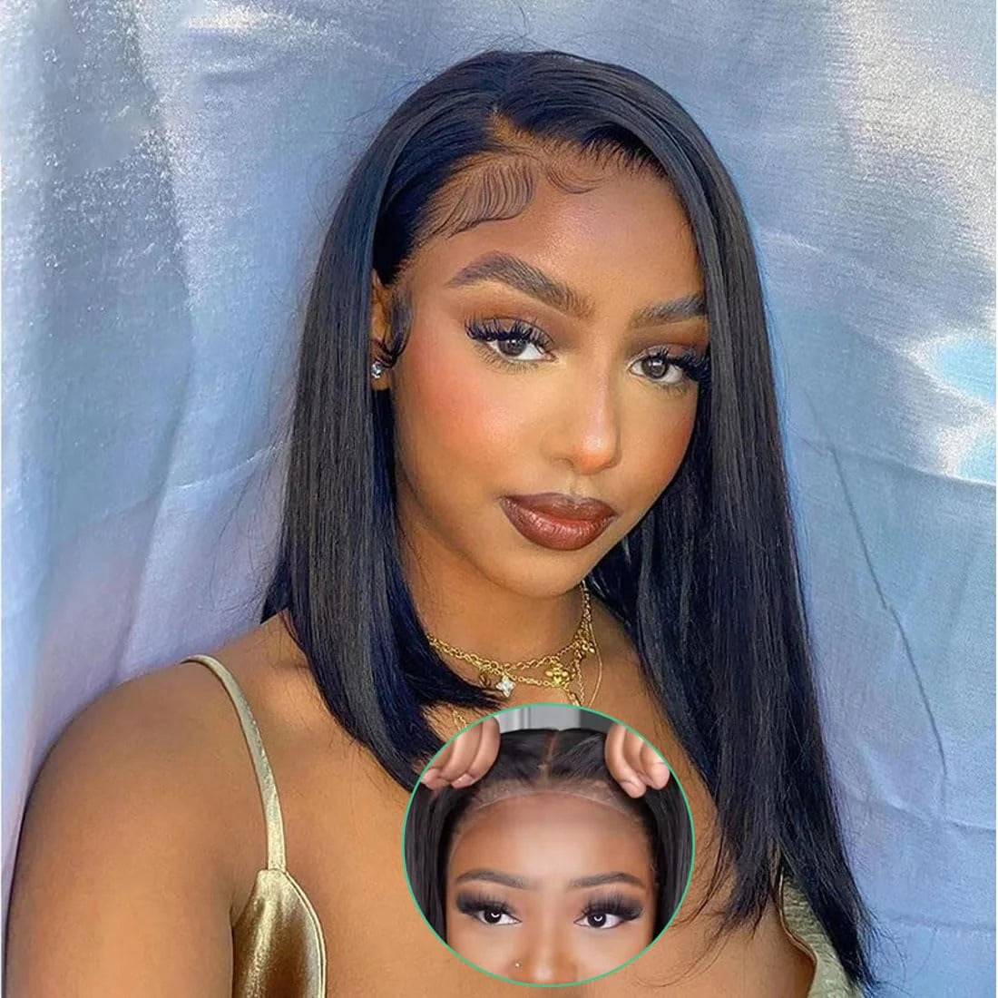 Wear and Go Glueless Human Hair Wig Transparent Lace Straight Short Bob 6x4 Lace Front Pre Plucked Human Wigs Ready to Go