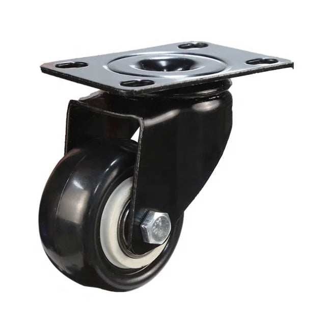Black PU Swivel Caster Wheel for Furniture 1.5 Inch to 3 Inch Sizes Without Brake for Workshop Use