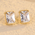 Simple Design 18K PVD Trendy Daily Jewelry Delicate AAA Cubic Zirconia Stainless Steel Square Stud Earrings for Women Gift