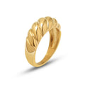 18K Gold Filled Twisted Dome Ring Stainless Steel Thick Croissant Chunky Ring for Women