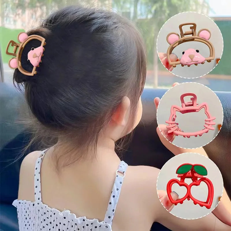 New Children Sweet Cartoon Headdress Cute Cat Hair Claw Clips Medium Size Alloy Hair Claw