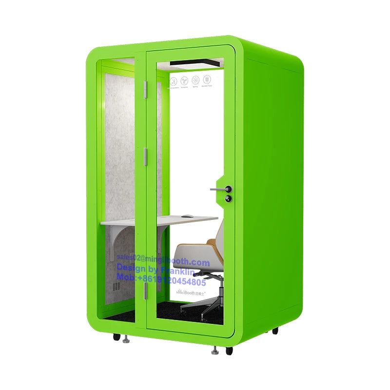 Private Movable Acoustic Silence Booth Office Work Pod with Steel Frame Modular Design Modern Style